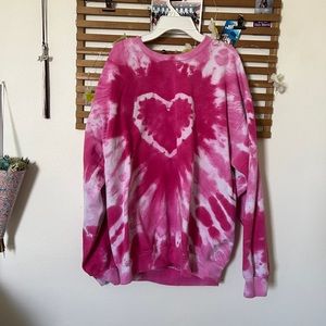Urban Renewal Remade Heart Tie-Dye Crew Neck Sweatshirt